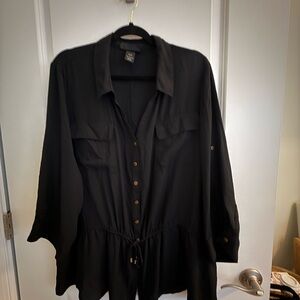Lane Bryant Black Button-Down Blouse